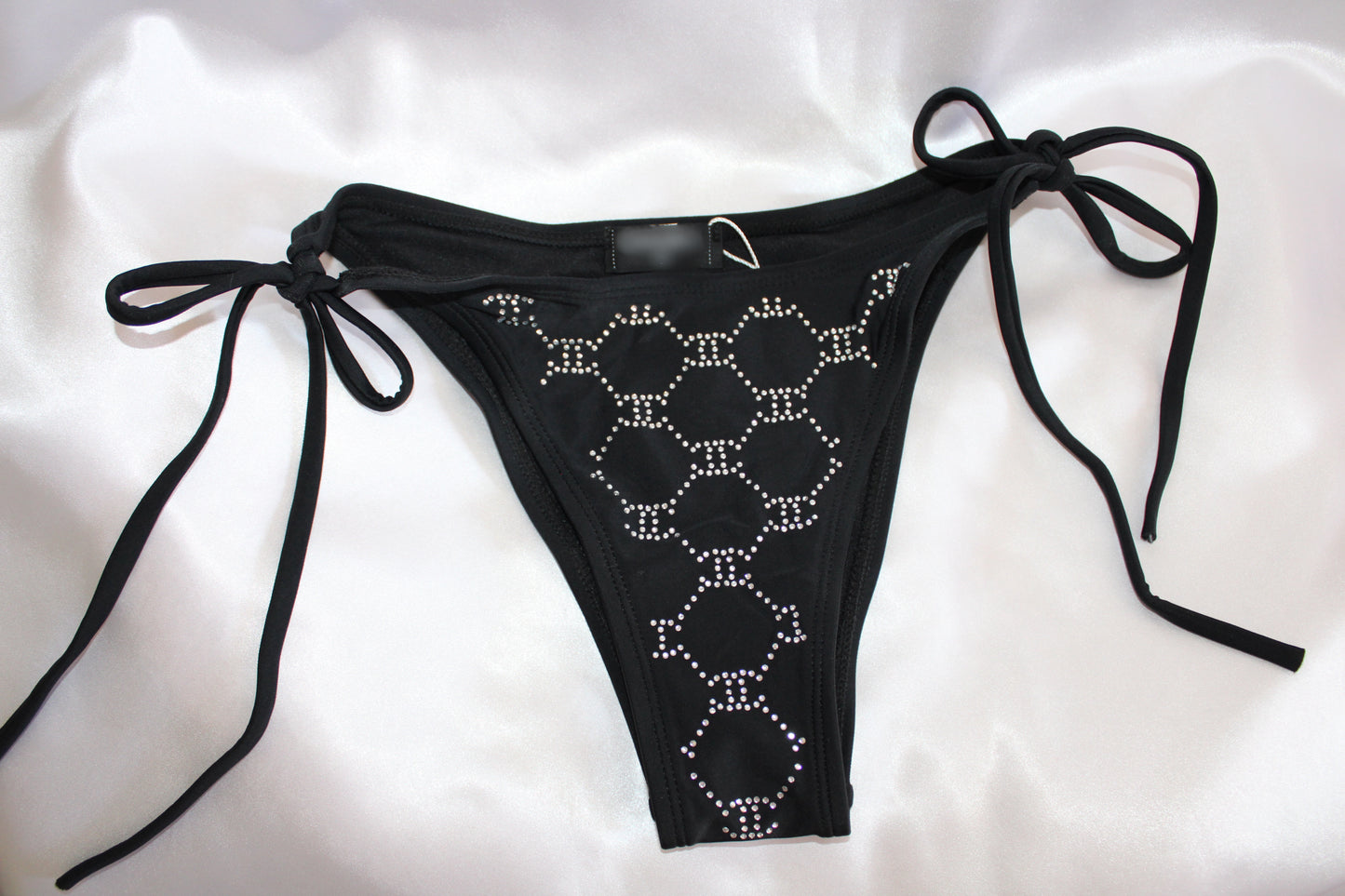 Black Crystal-Embellished Two-Piece Swimsuit